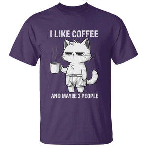 I Like Coffee And Maybe Three People T Shirt Funny Cat Coffee Lover TS14 Purple Print Your Wear
