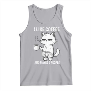 I Like Coffee And Maybe Three People Tank Top Funny Cat Coffee Lover TS14 Athletic Heather Print Your Wear