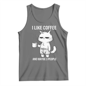 I Like Coffee And Maybe Three People Tank Top Funny Cat Coffee Lover TS14 Black Heather Print Your Wear