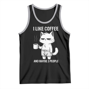 I Like Coffee And Maybe Three People Tank Top Funny Cat Coffee Lover TS14 Black Athletic Heather Print Your Wear