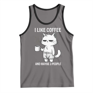 I Like Coffee And Maybe Three People Tank Top Funny Cat Coffee Lover TS14 Deep Heather Black Print Your Wear