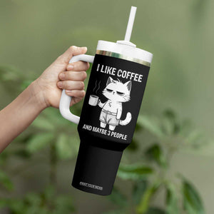 I Like Coffee And Maybe Three People Tumbler With Handle Funny Cat Coffee Lover TS14 Print Your Wear