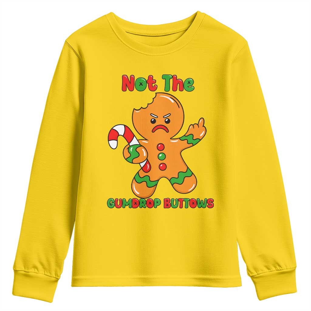 Not The Gumdrop Buttows Youth Sweatshirt Funny Christmas Gingerbread Man Meme TS14 Daisy Print Your Wear