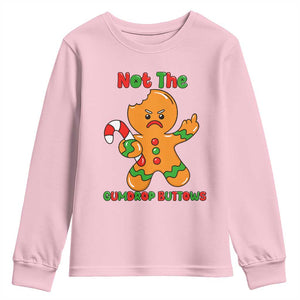 Not The Gumdrop Buttows Youth Sweatshirt Funny Christmas Gingerbread Man Meme TS14 Light Pink Print Your Wear