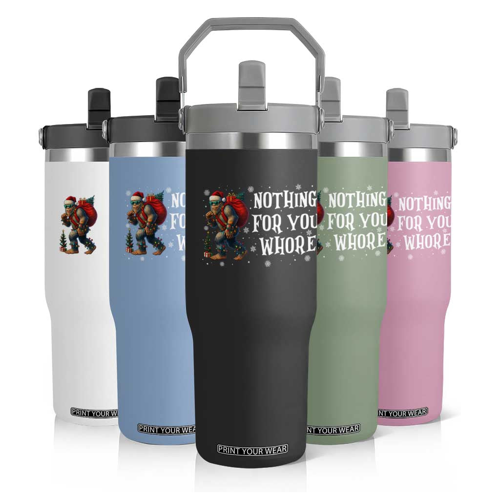 Funny Bigfoot Santa Christmas Flip Straw Tumbler Nothing For You Whore Merry Squatchmas TS14 Print Your Wear