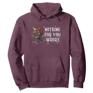 Funny Bigfoot Santa Christmas Hoodie Nothing For You Whore Merry Squatchmas TS14 Maroon Print Your Wear