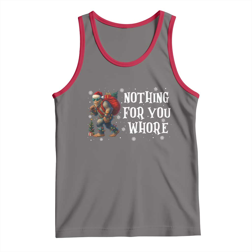 Funny Bigfoot Santa Christmas Tank Top Nothing For You Whore Merry Squatchmas TS14 Deep Heather Red Print Your Wear
