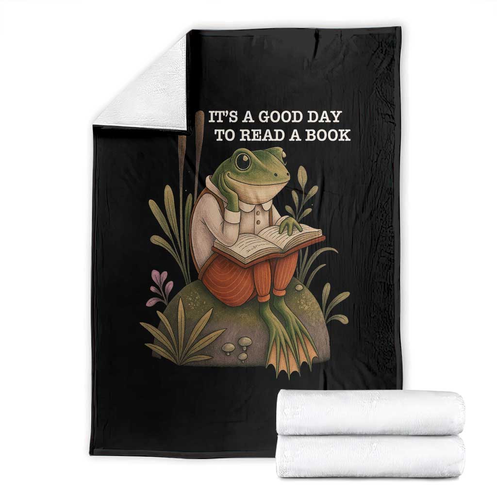 Cute Frog Reading Throw Blanket It Is A Good Day To Read A Book TS14 Black Print Your Wear