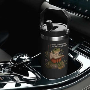 Cute Frog Reading Flip Straw Tumbler It Is A Good Day To Read A Book TS14 Print Your Wear