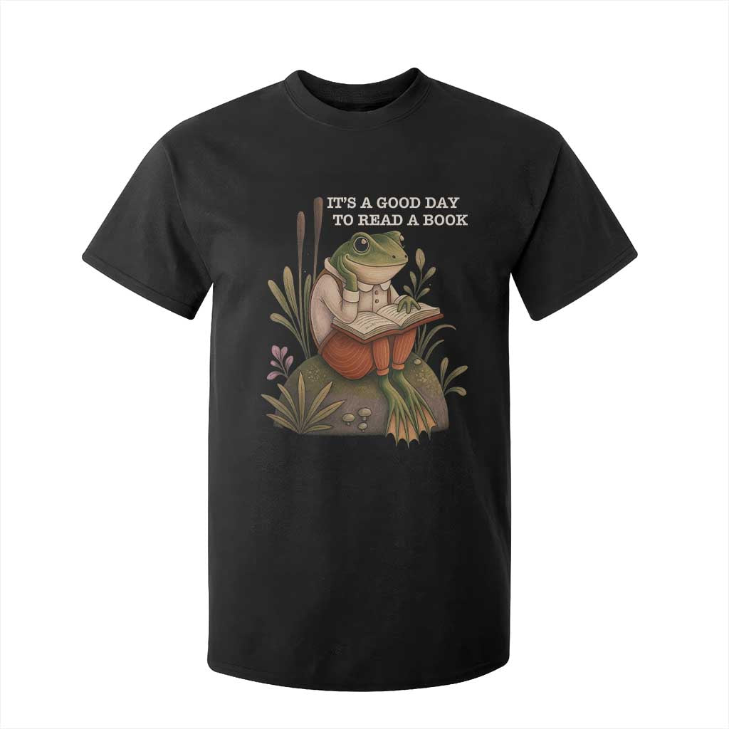 Cute Frog Reading T Shirt For Kid It Is A Good Day To Read A Book TS14 Black Print Your Wear