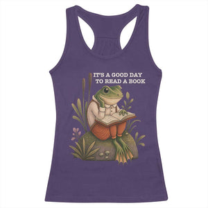 Cute Frog Reading Racerback Tank Top It Is A Good Day To Read A Book TS14 Purple Print Your Wear