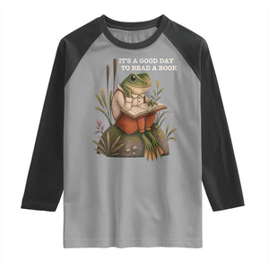 Cute Frog Reading Raglan Shirt It Is A Good Day To Read A Book TS14 Sport Gray Black Print Your Wear