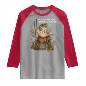 Cute Frog Reading Raglan Shirt It Is A Good Day To Read A Book TS14 Sport Gray Red Print Your Wear