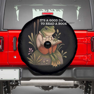 Cute Frog Reading Spare Tire Cover It Is A Good Day To Read A Book TS14 Black Print Your Wear