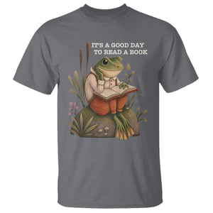 Cute Frog Reading T Shirt It Is A Good Day To Read A Book TS14 Charcoal Print Your Wear