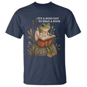 Cute Frog Reading T Shirt It Is A Good Day To Read A Book TS14 Navy Print Your Wear