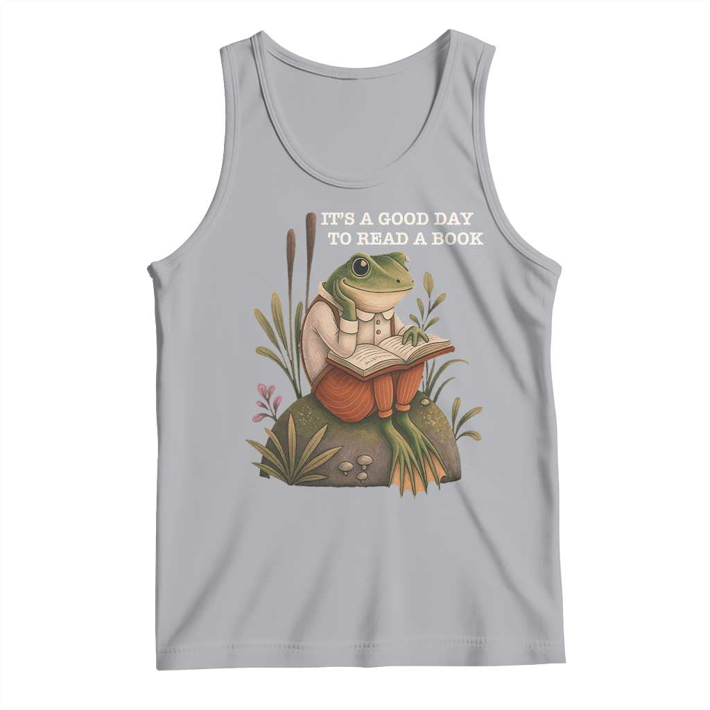 Cute Frog Reading Tank Top It Is A Good Day To Read A Book TS14 Athletic Heather Print Your Wear