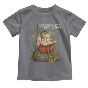 Cute Frog Reading Toddler T Shirt It Is A Good Day To Read A Book TS14 Charcoal Print Your Wear