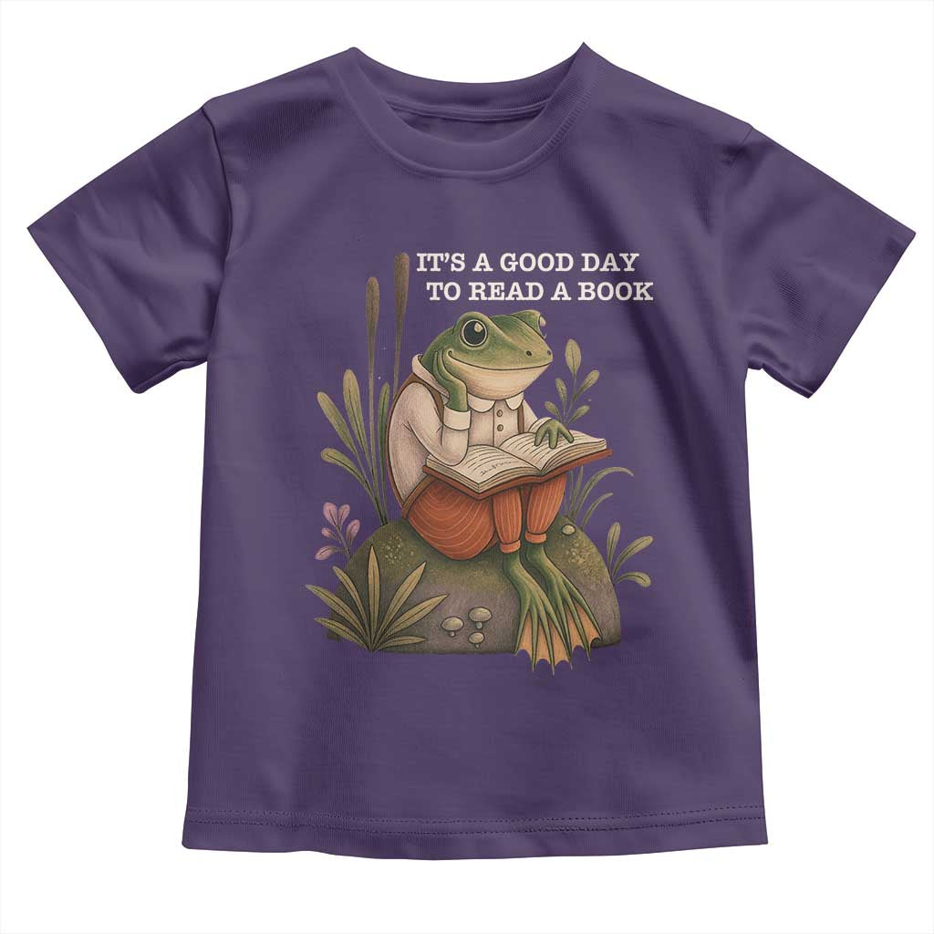 Cute Frog Reading Toddler T Shirt It Is A Good Day To Read A Book TS14 Purple Print Your Wear