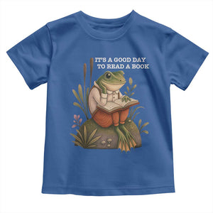 Cute Frog Reading Toddler T Shirt It Is A Good Day To Read A Book TS14 Royal Blue Print Your Wear