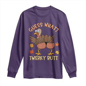 Funny Turkey Thanksgiving Long Sleeve Shirt Guess What Twerky Butt TS14 Purple Print Your Wear