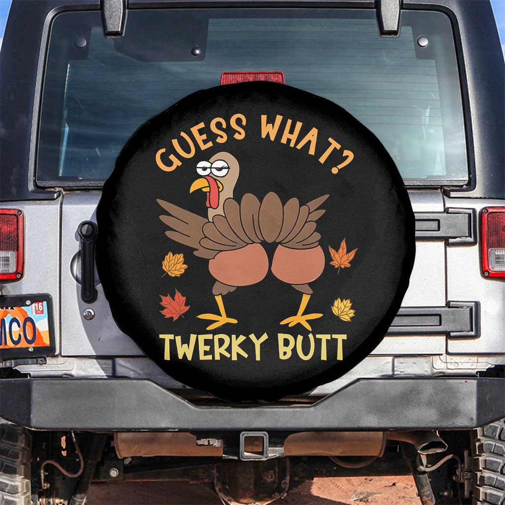 Funny Turkey Thanksgiving Spare Tire Cover Guess What Twerky Butt TS14 No hole Black Print Your Wear