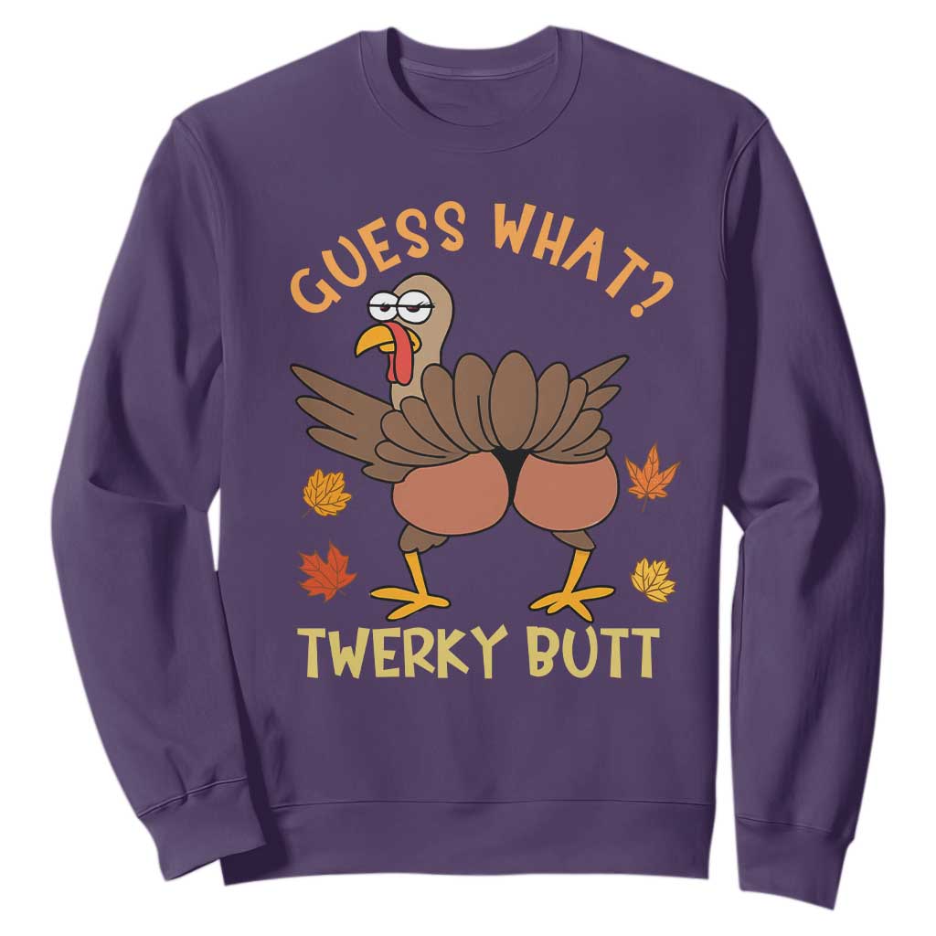 Funny Turkey Thanksgiving Sweatshirt Guess What Twerky Butt TS14 Purple Print Your Wear