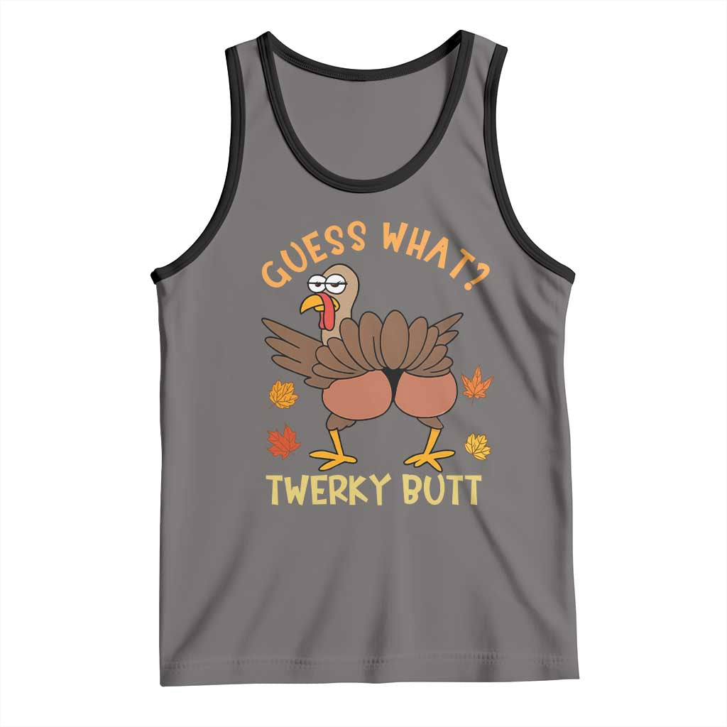 Funny Turkey Thanksgiving Tank Top Guess What Twerky Butt TS14 Deep Heather Black Print Your Wear