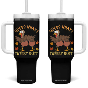 Funny Turkey Thanksgiving Tumbler With Handle Guess What Twerky Butt TS14 One Size: 40 oz Black Print Your Wear