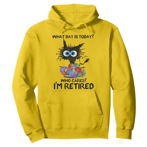 Funny Retired Cat Crochet Hoodie What Day Is Today Who Cares I Am Retired TS14 Daisy Print Your Wear