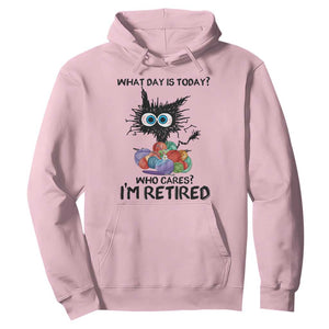 Funny Retired Cat Crochet Hoodie What Day Is Today Who Cares I Am Retired TS14 Light Pink Print Your Wear