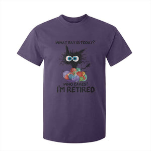 Funny Retired Cat Crochet T Shirt For Kid What Day Is Today Who Cares I Am Retired TS14 Purple Print Your Wear