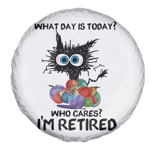 Funny Retired Cat Crochet Spare Tire Cover What Day Is Today Who Cares I Am Retired TS14 Print Your Wear