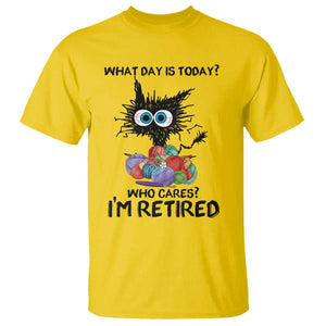 Funny Retired Cat Crochet T Shirt What Day Is Today Who Cares I Am Retired TS14 Daisy Print Your Wear