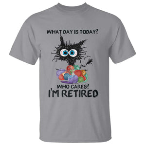 Funny Retired Cat Crochet T Shirt What Day Is Today Who Cares I Am Retired TS14 Sport Gray Print Your Wear