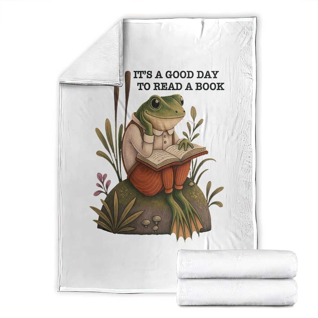 Frog Classic Books Throw Blanket It Is A Good Day To Read A Book TS14 White Print Your Wear