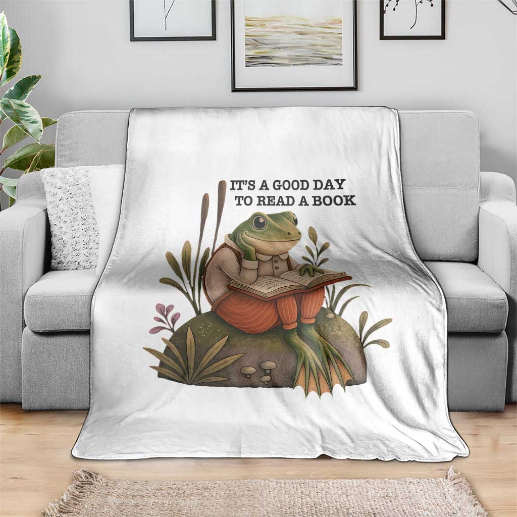 Frog Classic Books Throw Blanket It Is A Good Day To Read A Book TS14 Print Your Wear
