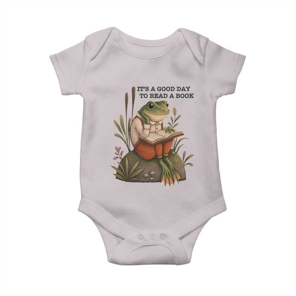 Frog Classic Books Baby Onesie It Is A Good Day To Read A Book TS14 Ice Gray Print Your Wear