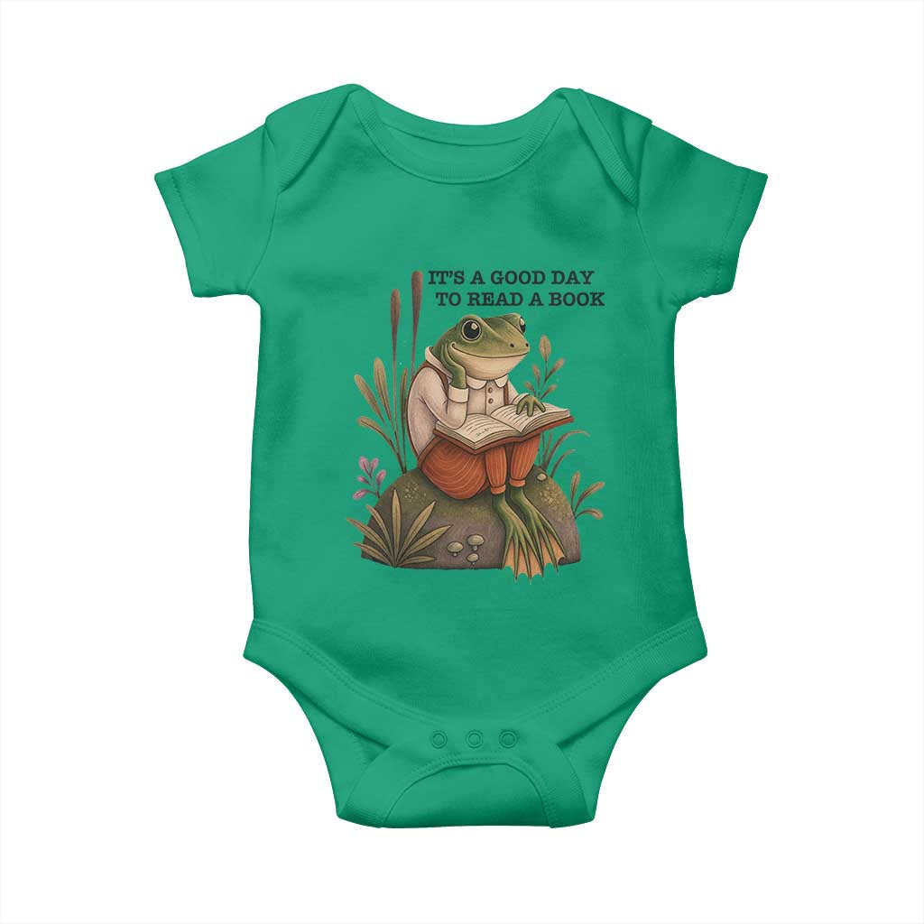 Frog Classic Books Baby Onesie It Is A Good Day To Read A Book TS14 Irish Green Print Your Wear