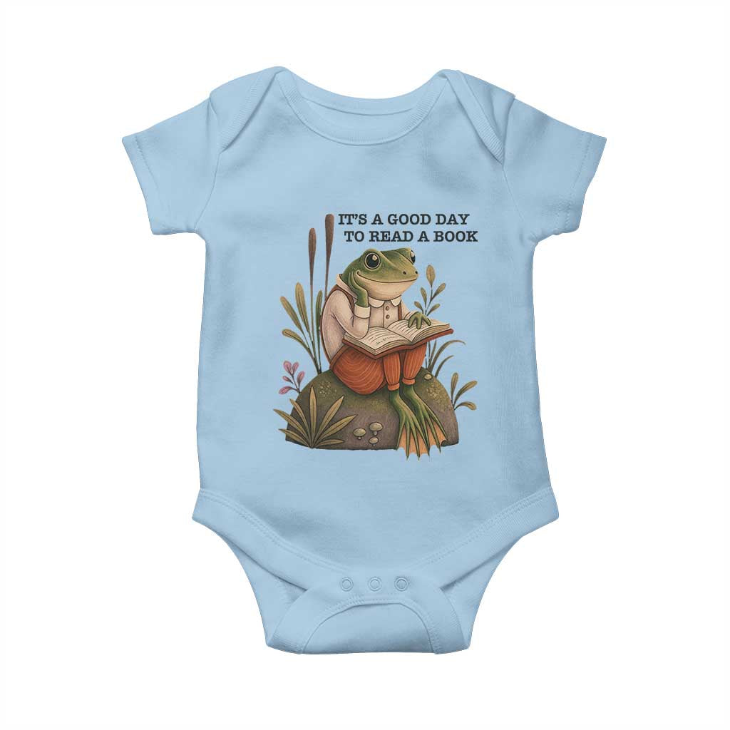 Frog Classic Books Baby Onesie It Is A Good Day To Read A Book TS14 Light Blue Print Your Wear
