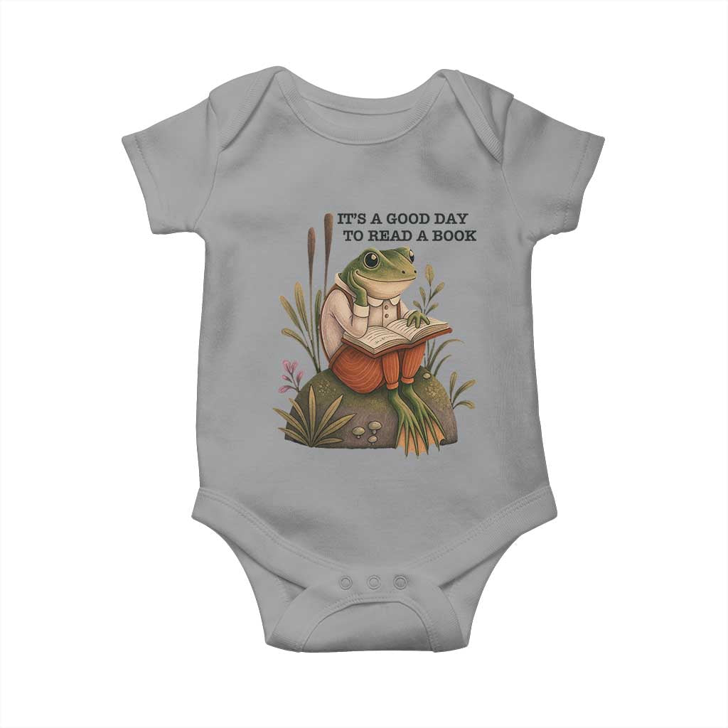 Frog Classic Books Baby Onesie It Is A Good Day To Read A Book TS14 Sport Gray Print Your Wear