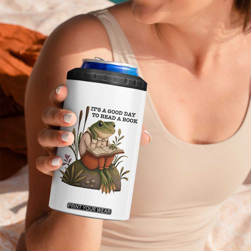 Frog Classic Books 4 in 1 Can Cooler Tumbler It Is A Good Day To Read A Book TS14 Print Your Wear