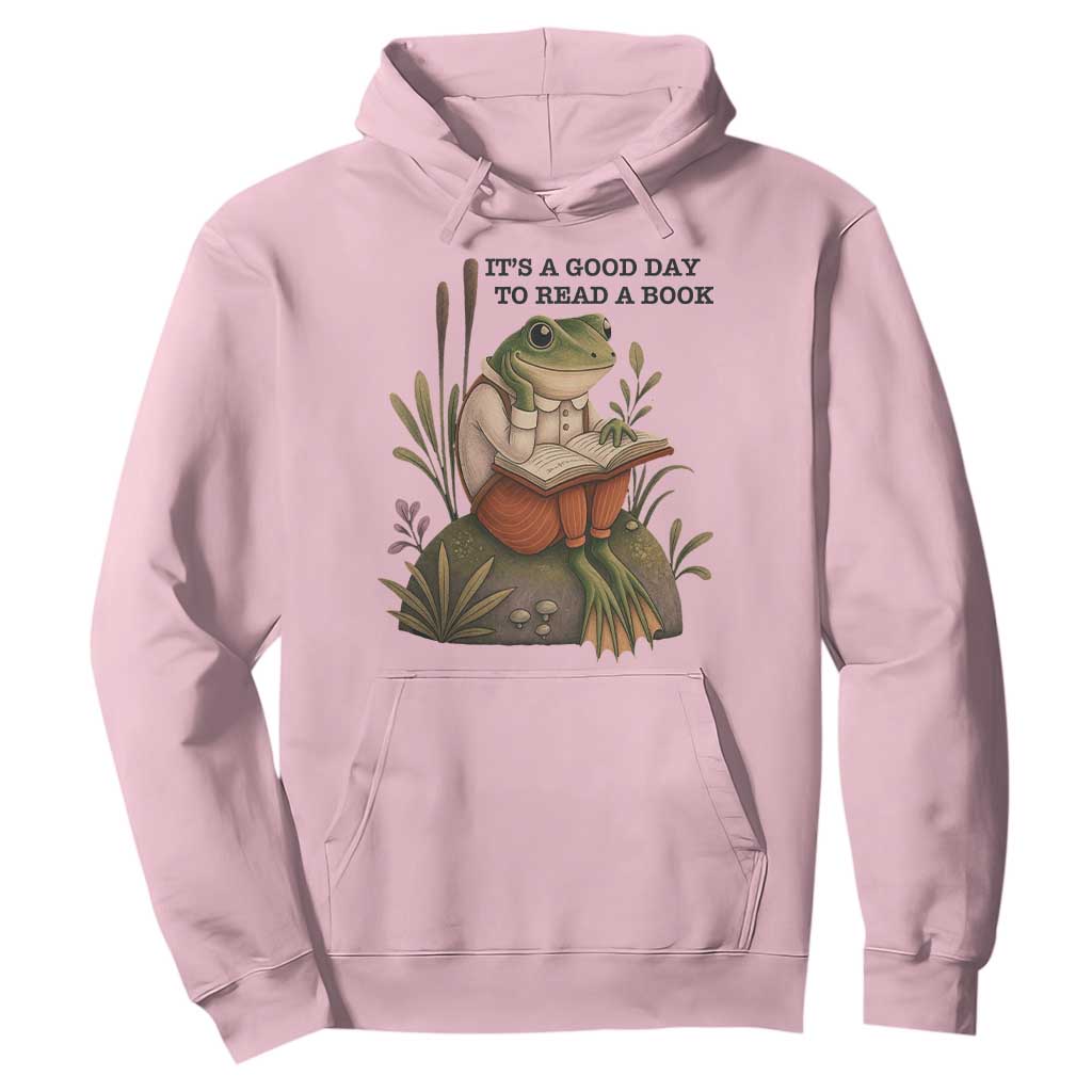 Frog Classic Books Hoodie It Is A Good Day To Read A Book TS14 Light Pink Print Your Wear