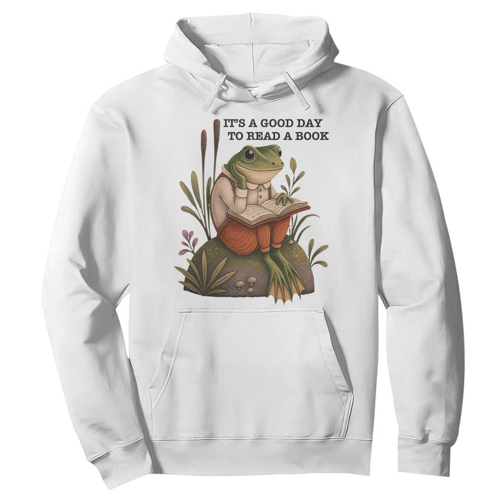 Frog Classic Books Hoodie It Is A Good Day To Read A Book TS14 White Print Your Wear