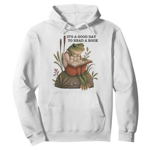 Frog Classic Books Hoodie It Is A Good Day To Read A Book TS14 White Print Your Wear