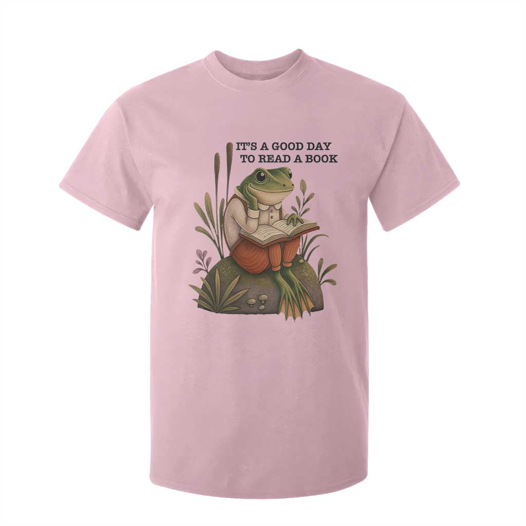 Frog Classic Books T Shirt For Kid It Is A Good Day To Read A Book TS14 Light Pink Print Your Wear