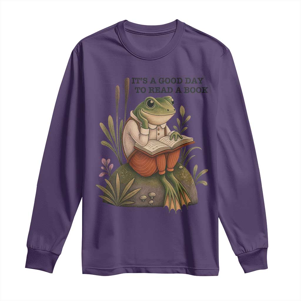 Frog Classic Books Long Sleeve Shirt It Is A Good Day To Read A Book TS14 Purple Print Your Wear