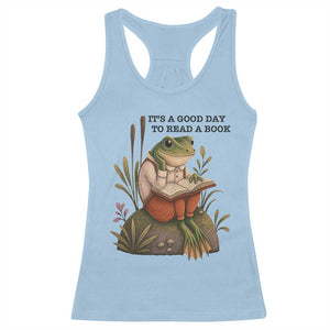Frog Classic Books Racerback Tank Top It Is A Good Day To Read A Book TS14 Light Blue Print Your Wear