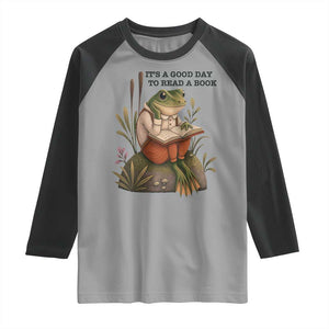 Frog Classic Books Raglan Shirt It Is A Good Day To Read A Book TS14 Sport Gray Black Print Your Wear