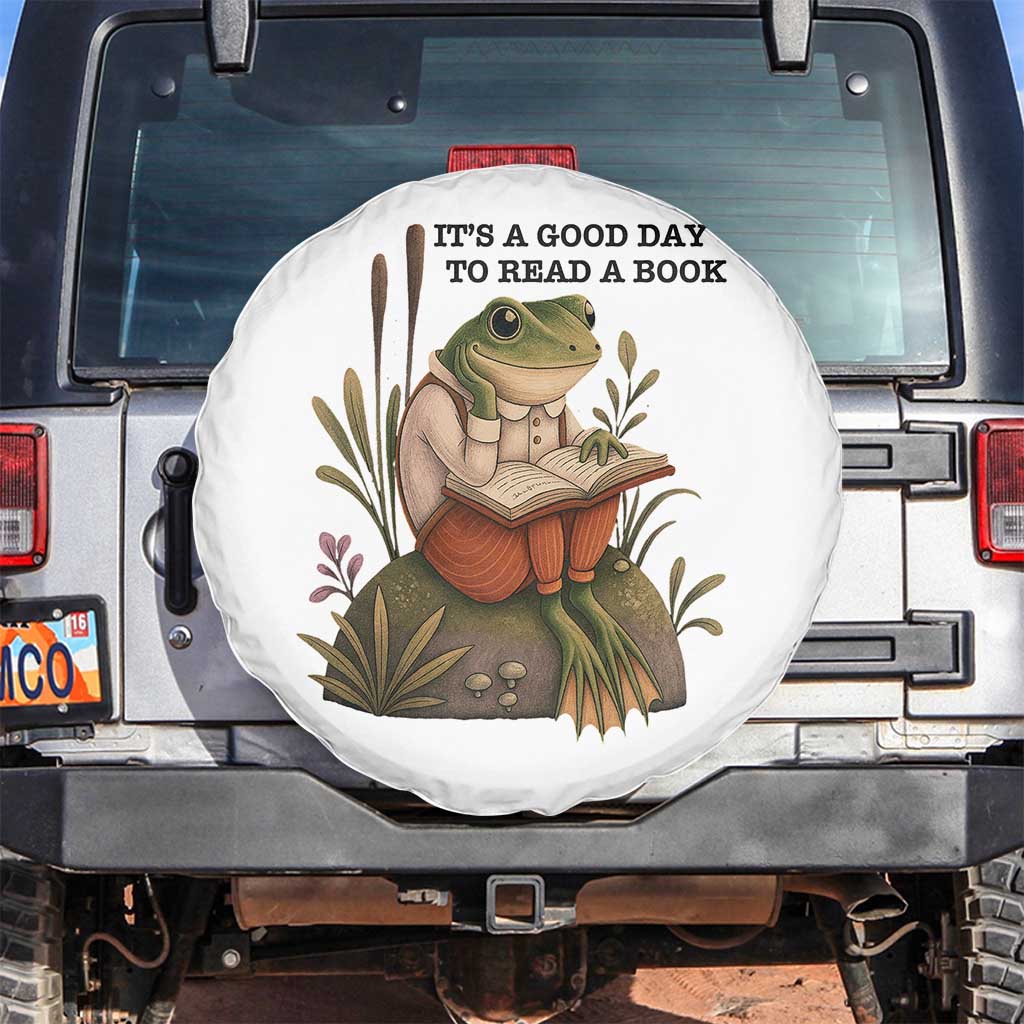 Frog Classic Books Spare Tire Cover It Is A Good Day To Read A Book TS14 No hole White Print Your Wear
